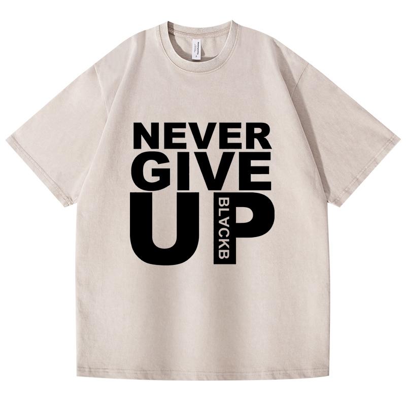 Women's High-quality Casual Fitness Street T-shirt Soft Autumn Winter Tracksuit Never Give Up Print Tops Cotton T-shirt Quality Male Pullovers