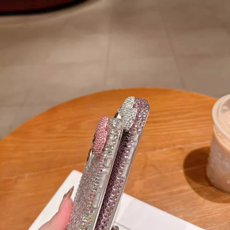 Latest Bow Bling Phone Case Shiny Pink and Silver Bows and Is Compatible with iPhone 16, 15, 14, 13, 11, 12 Pro Max and 16 Plus