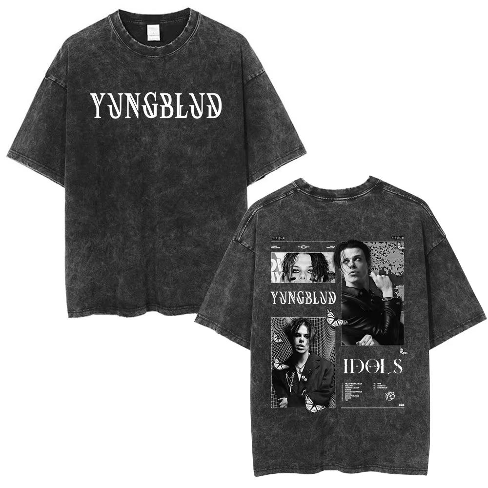 T-shirt Merch Vintage Lavé Singer Yungblud IDOLS Album Hommes Femmes Vêtements Mode Manches Courtes Coton Décontracté Surdimensionné