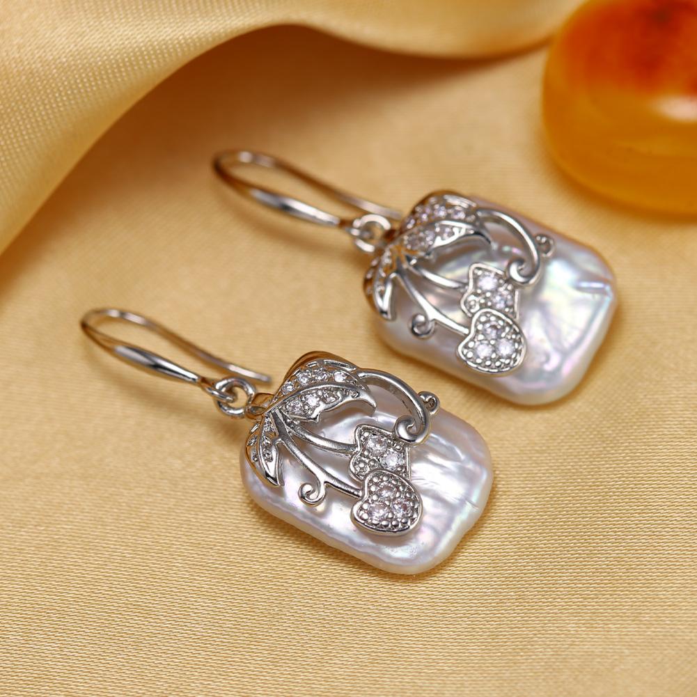 SENIKO Natural Freshwater Big Baroque Pearl Earrings Fashion Cubic Zirconia Pearl Drop Earrings For Women Party Jewelry