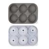 Efficient Safe Silicone Ice Cubes Tray 6 Large Round Cavities Leak Proof Lid Funnel For Cocktails Whiskeys Juice