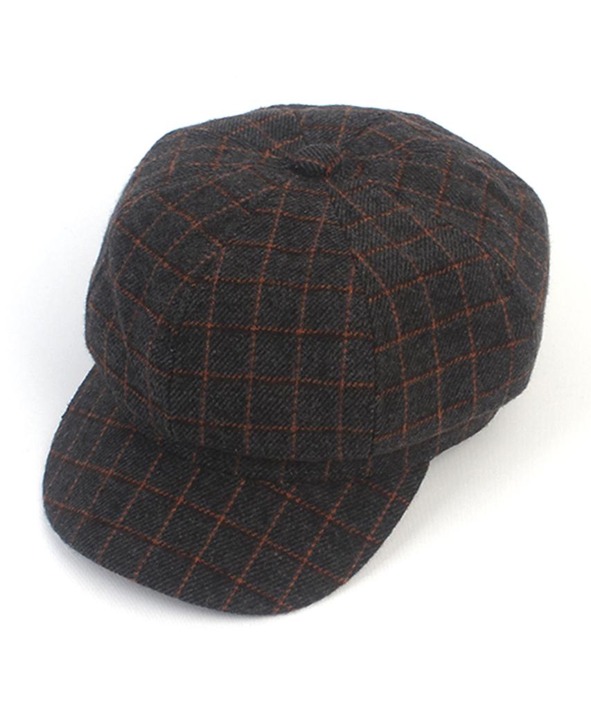 Yunibeosyeolkemiseuteuli Wool Check Charcoal Newsboy Cap