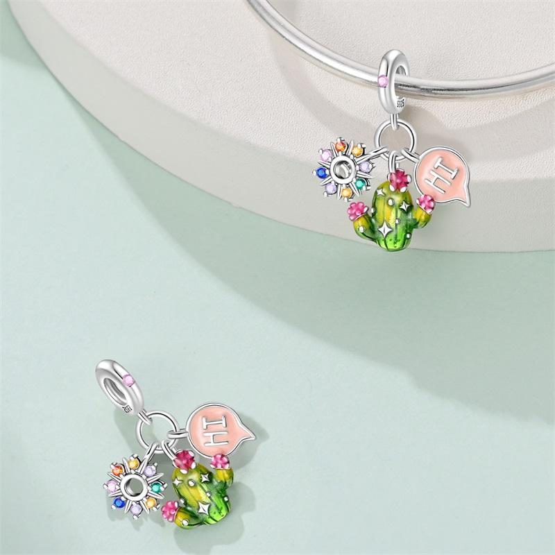 Koper Groene Cactus Alpaca Zonnebloem Ketel Hangers Kralen Charms Charm Kralen Charms Compatibel Met Authentieke Armbanden Doe-Het-Zelf Sieraden