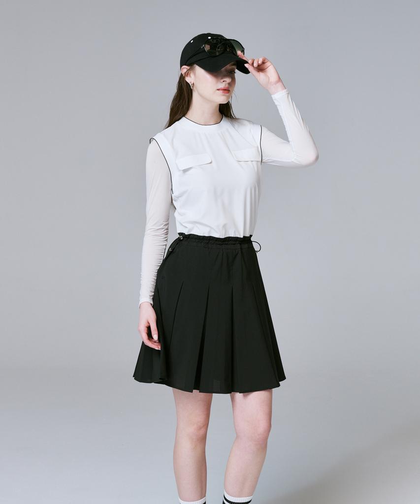 Cream Golf Punched Pleated Dress