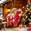 2D Acrylic Chinese Zodiac Goat Hanging Ornament Red Gold Auspicious Design for Porch Hanging New Year Decor