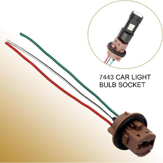Packung 2 Automobil 7443 Bremslicht-Lampenfassung, Sockel-Kabelbaum-Stecker, Wasserdichter Isolierkunststoff-Buchsenadapter, für 7443/T20 Lampe