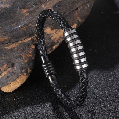 Fashion HipHop Rock Small Accessories Stainless Steel Men's Leather Bracelet Classic Boy's Valentine's Day Gift