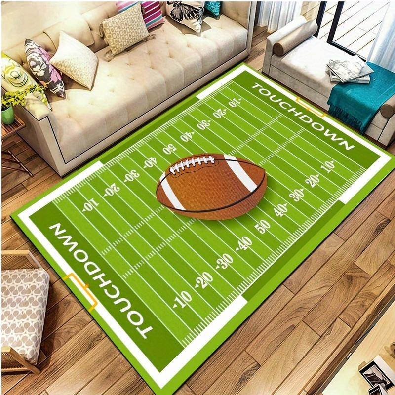 Touchdown Printed LGBT Pride Love Is Love Football Field Mat - Soft, Machine Washable Polyester Carpet for Bedroom, Living Room, or Kitchen Door Mat