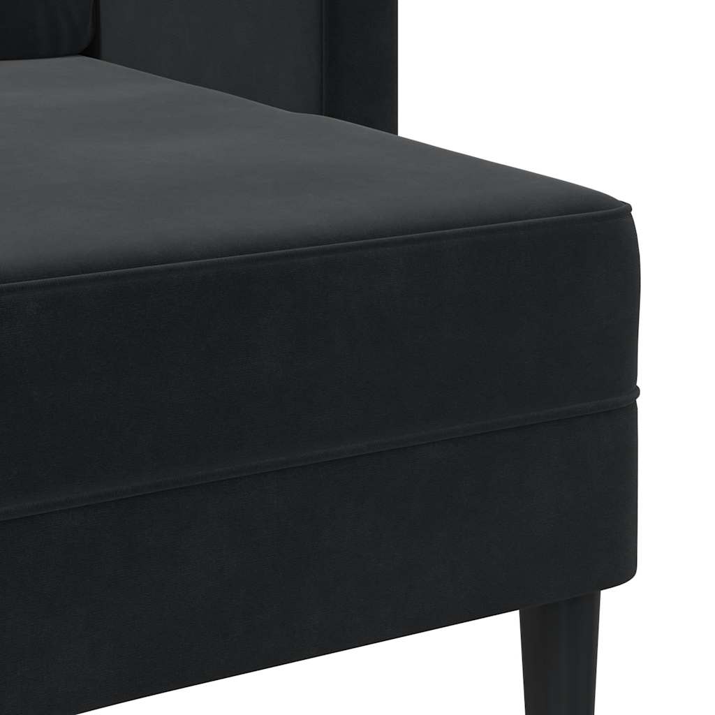 2 Seater Sofa with Chaise Longue L Shaped Black 125 Cm Velvet