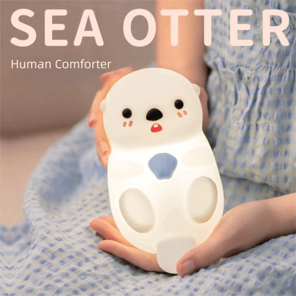 USB Rechargeable Otter Night Light Touch Control Timer Adjustable Bedside Lamp Cute Silicone Rechargeable Timing