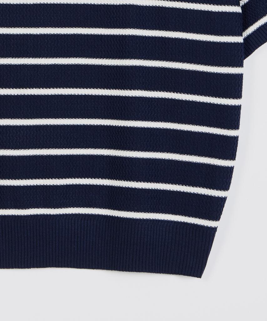 GLW Striped Collar Half Knit Navy
