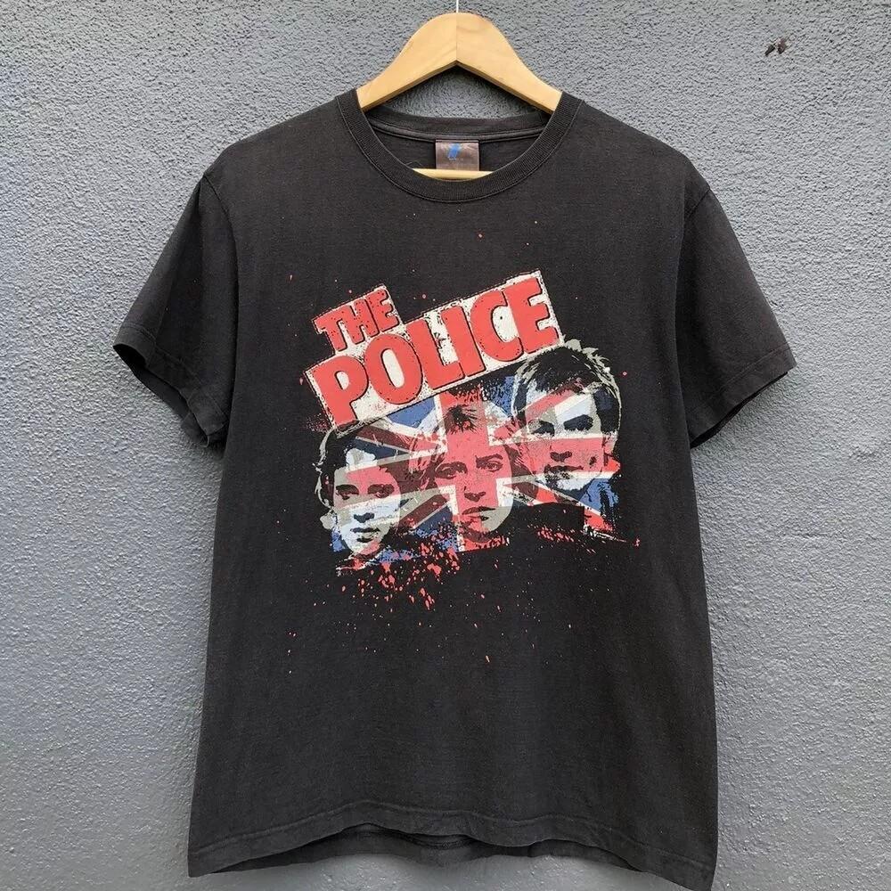 Lata 90. Zespół The Police Czarny Bawełniany Krótki Rękaw Unisex Koszulka Reprint Koszulka Unisex