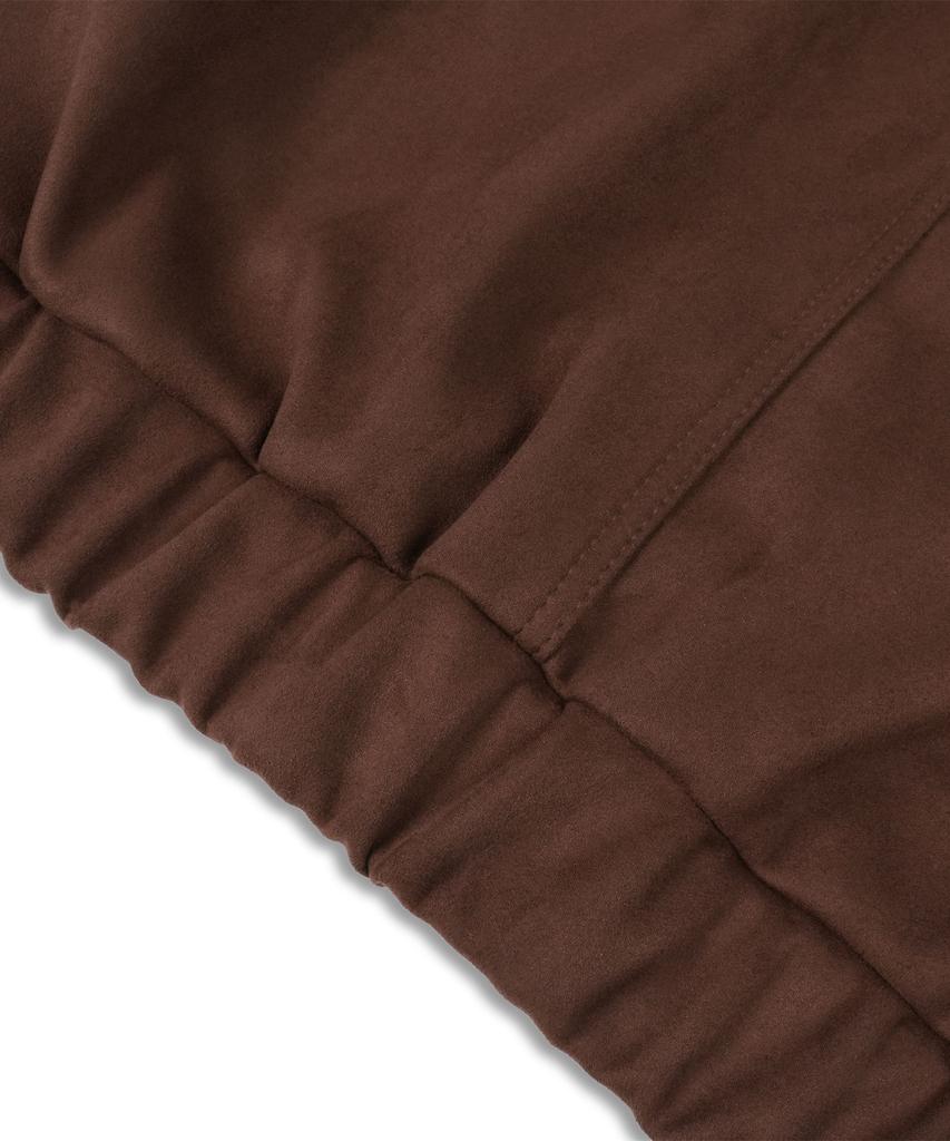 Doffsept Vegan Leather Suede Crop Bomber In Mocha