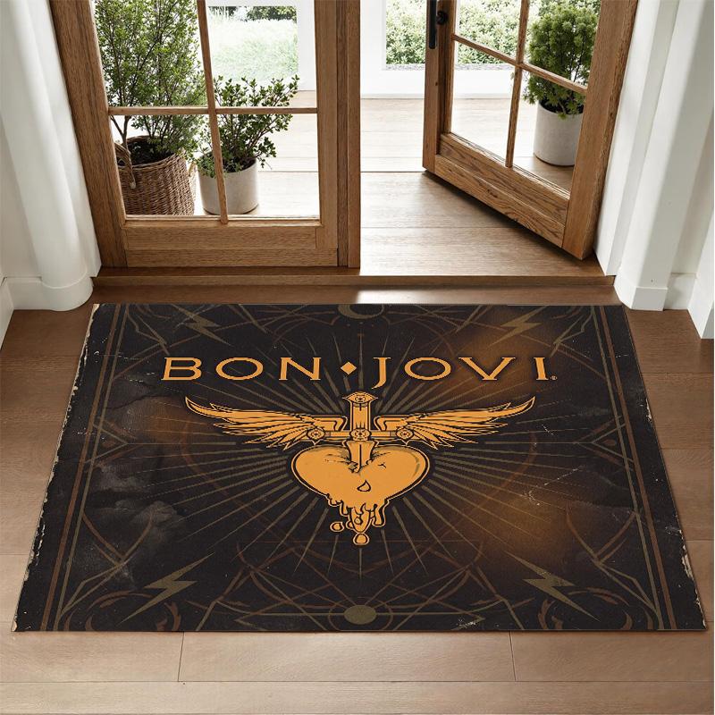 Bon Jovi Design Crystal Velvet Rug Soft Decorative Mat for Bedroom Entrance