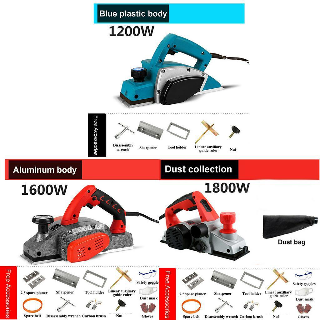 1800W/1600W/1200W Electric Planer Carpentry Tools 220V Woodworking Multi-function Household Hand Plane Wood Cutting Planing Machine