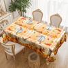 Pastoral Autumn Tablecloth, Pumpkin, Squirrel, Fallen Leaf Elements Light Up The Dining Table Atmosphere Polyester Rectangular Tablecloth