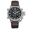 Oulm Leisure Multifunctional Electronic Men's Watch Genuine Leather Fashion Quartz Men's Watch Backlight