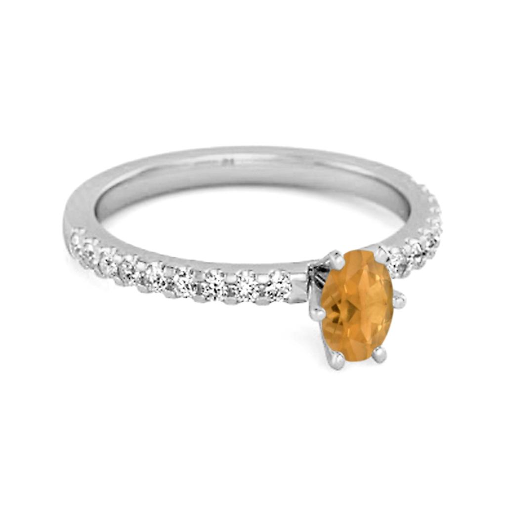 Citrine Oval Solitaire Ring- 925 Sterling Silver