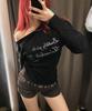 Yuupeu One-Shoulder Asymmetrical T-Shirt - Black