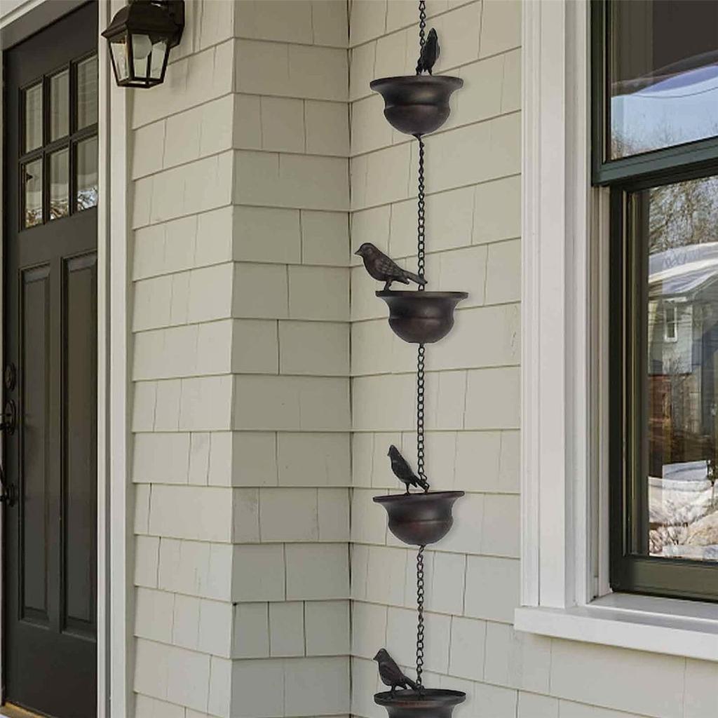 Rain Chains for Gutters Birds On Cups Gutter Chain Downspout Replacement Rain Chain Gutters Pendant Decoration