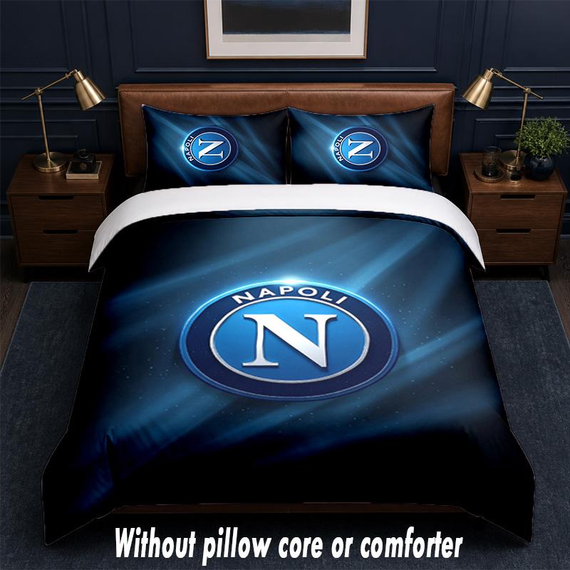 Neapel FC Design Bett Bettwäsche Set 1 Bettbezug + 2 Kissenbezüge Weich Atmungsaktiv Haushalt Bettwäsche