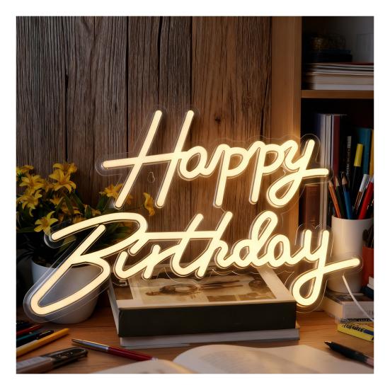 Alles Gute zum Geburtstag Neonschild USB-betrieben Dimmbar Acryl LED Alles Gute zum Geburtstag Leuchtschild Warmweiß Geburtstagsfeier Wanddekorationslampe