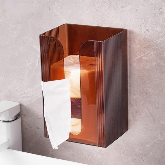 Wall Mounted Tissue Box Holder Large Capacity Transparent Design Simple Installation Bathroom