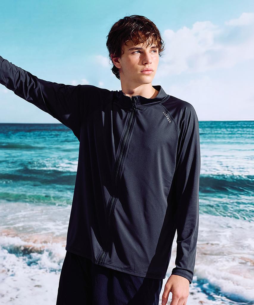 Leijibi Multi-Cooling Essential Loose Fit Zip-Up Rash Guard M Charcoal