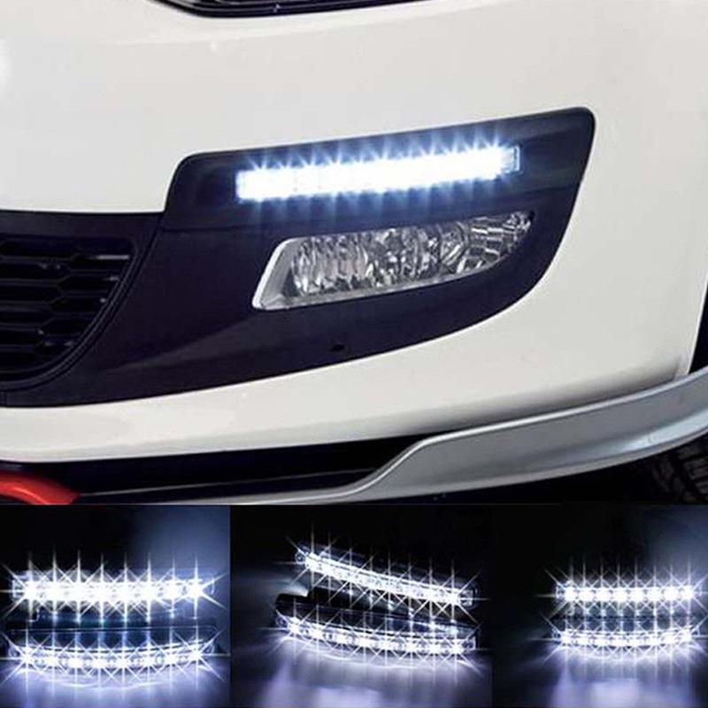 2Pcs 12V 6 Led Daytime Running Light Drl Car Fog Day Driving Lamp Lights Kit