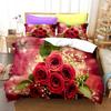 Rose Duvet Cover Queen,Romantic Floral Bedding Set for Girls Couple,Blossom Flowers Quilt Cover, Valentine's Day Bedspread Cover