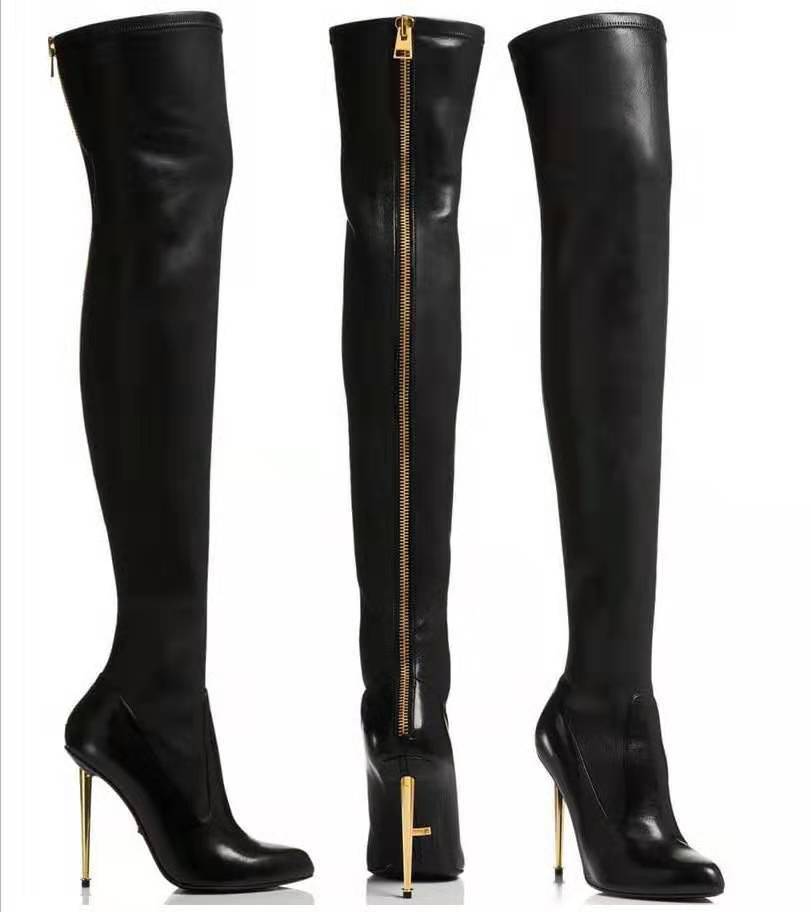 Women Over The Knee Boots Female Zip Sexy Black Long Boots Woman Thin Heel Ladies Pointed Toe Party Boots Women's Autumn Shoes