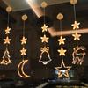 Weihnachtsgirlande, Licht, Saugnapf, Haken, leuchtend, Liebesherz, Elch, Glocke, Schneemann, Weihnachtsmann, Mond, Sternform, warme Weihnachten, Feiertagsdekoration, Fensterlampen-Anhänger