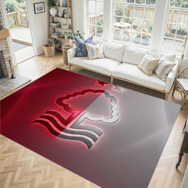 Nottingham Forest Football Design Crystal Velvet Carpet Cozy Non?Slip Printed Rug For Bedroom Living Room Entrance
