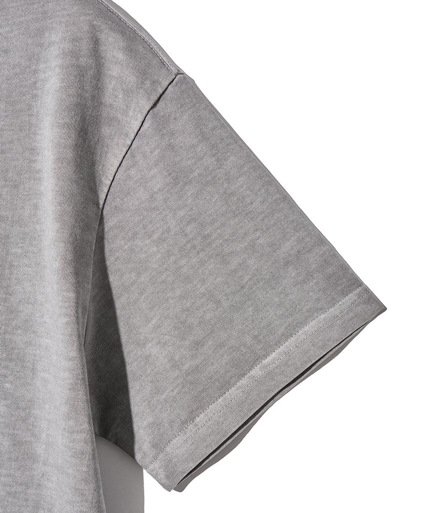 GAKKAI UNIONS Symbol Over-Crop Pigment Embroidered T-Shirt Stone Grey