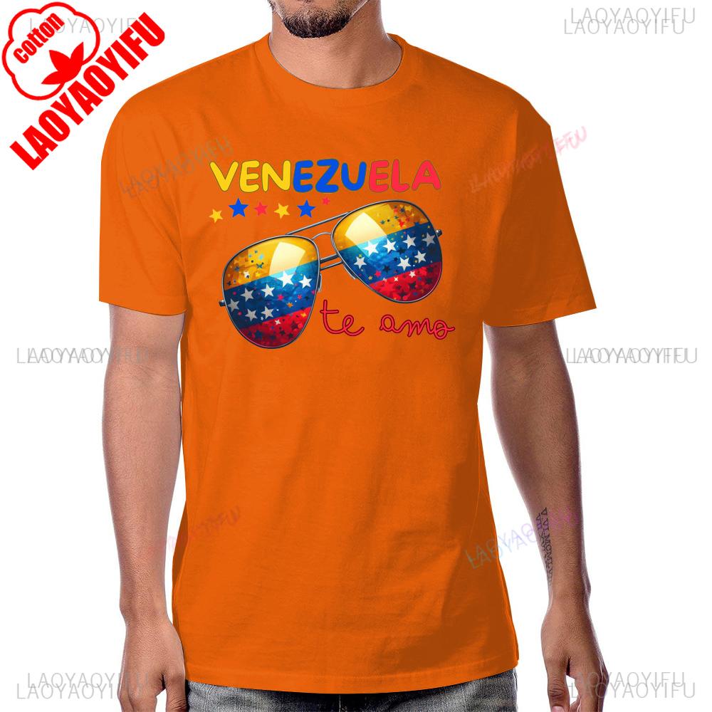 Venezuela Flagga Vintage Stil T-shirt Casual Mode Streetwear Hip Hop Kortärmad Herr T-shirt Andas Komfort Unisex T-shirt