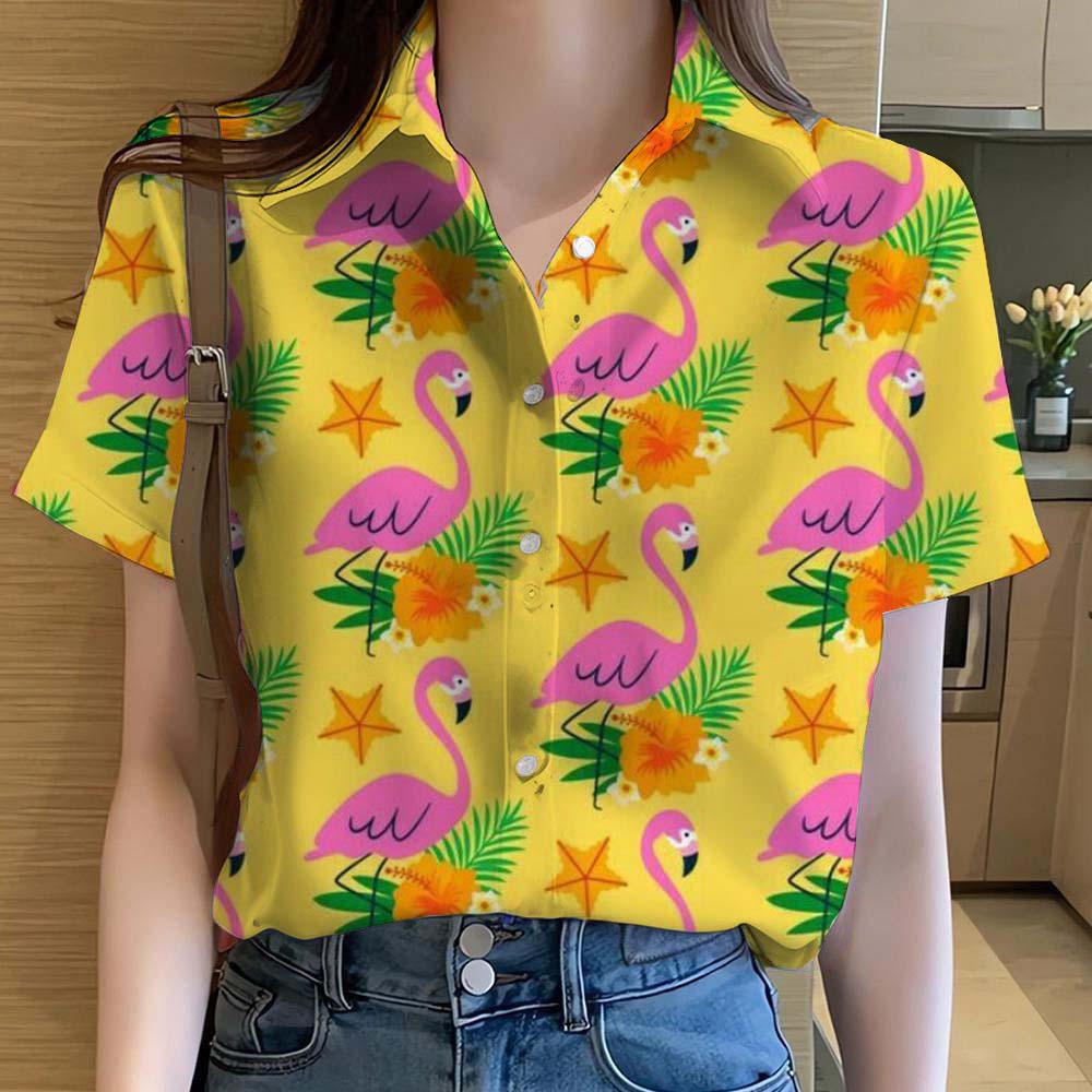 3D Printed Casual Hawaiian Short Sleeve Button Beach Shirt Summer Y2k Women's Clothes