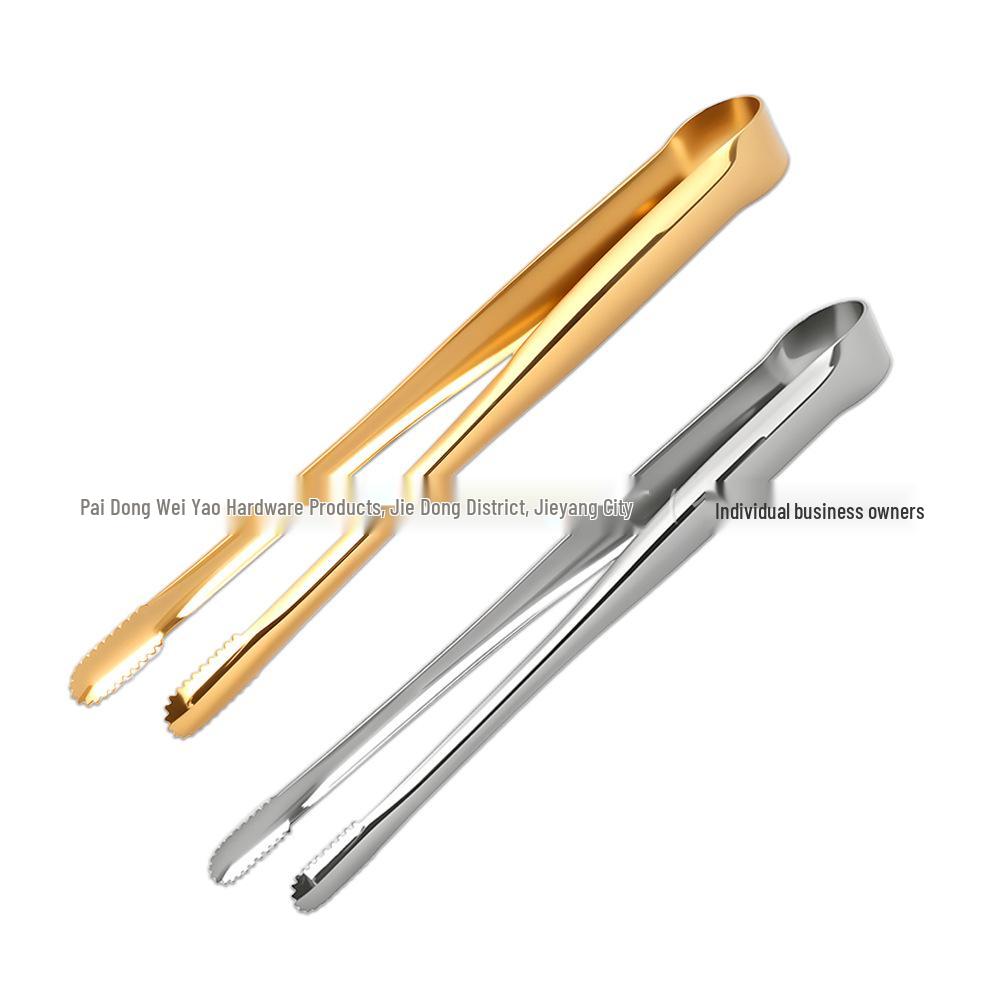 Thickened Non-slip 304 Stainless Steel Ice Tongs for Ice Cubes, Fruits, Towels, Food, BBQ, Charcoal