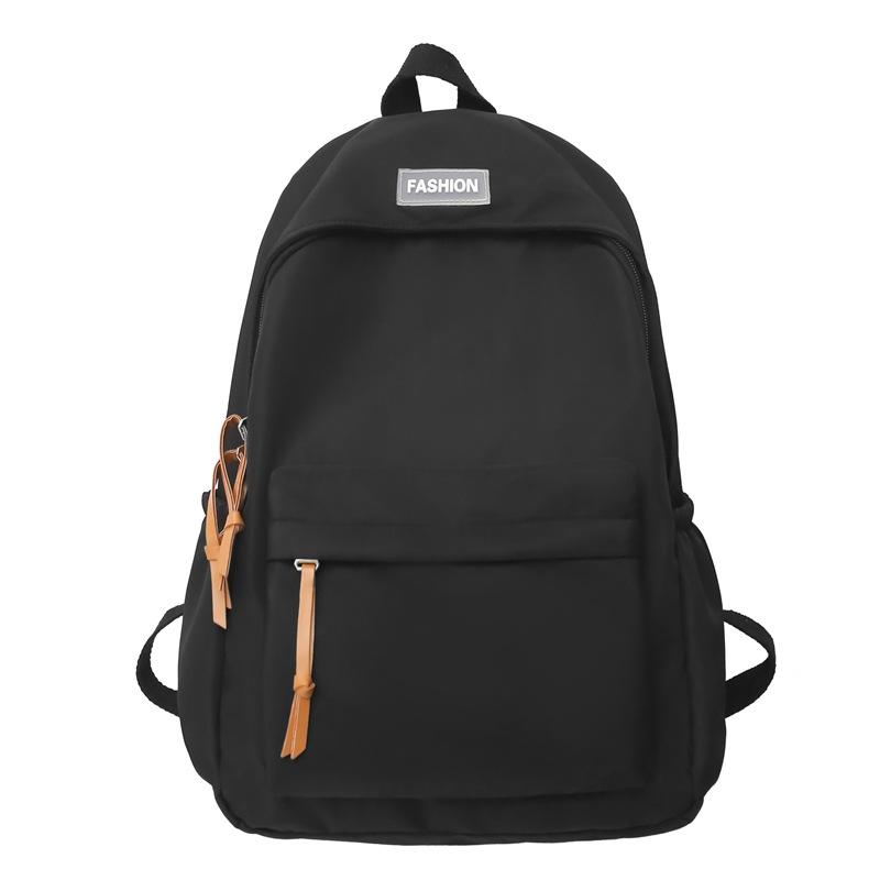 New Solid Color Backpack, Junior High School College Student Schoolbag, Leisure Travel Large-capacity Backpack