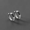 S999 Pure Silver Small Black Rhinestone Ear Clip Simple Fashion All-Match Ear Ring Irregular Men and Women Ear Rings