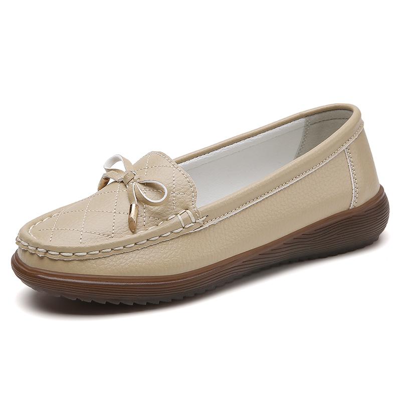 Fashion Spring and Autumn Solid Color Women's Flat Shoes Fashion Round Head Low Heel Casual Large Size 44 Bow Lightweight Women's Shoes