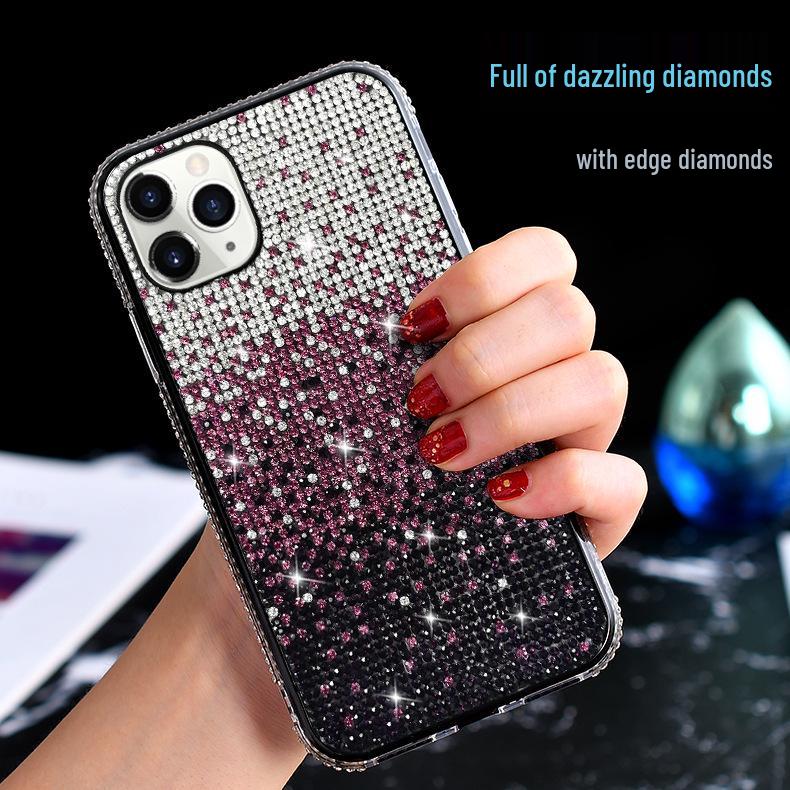 Creative Gradient Rhinestone iPhone Case for 13, 16, XS Max, XR, SE, and 17