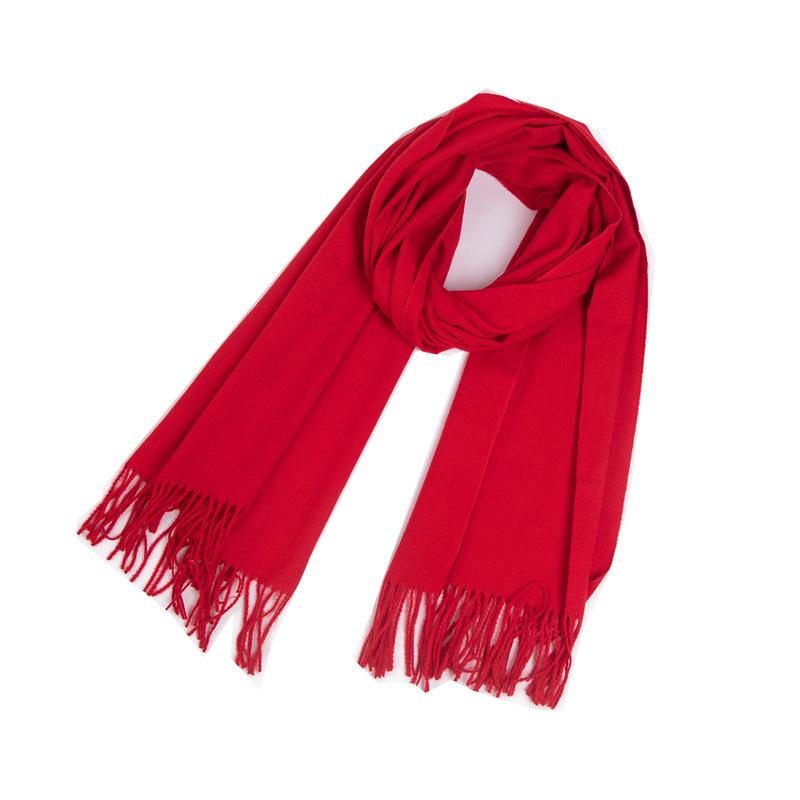 European and American Style Women's Autumn Winter Warm Scarf Solid Color Shawl Polyester Tassel Pashmina
