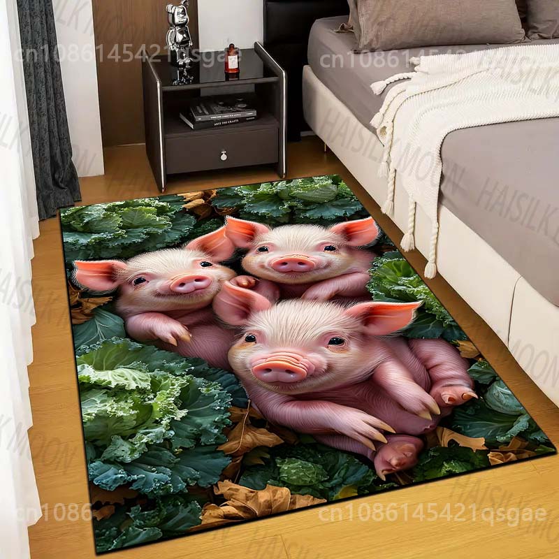 The Three Little Pigs In the Garden Carpet for Living Room Bedroom Bathroom Mat Creative Doormat Sofa Table Home Decor Area Rug
