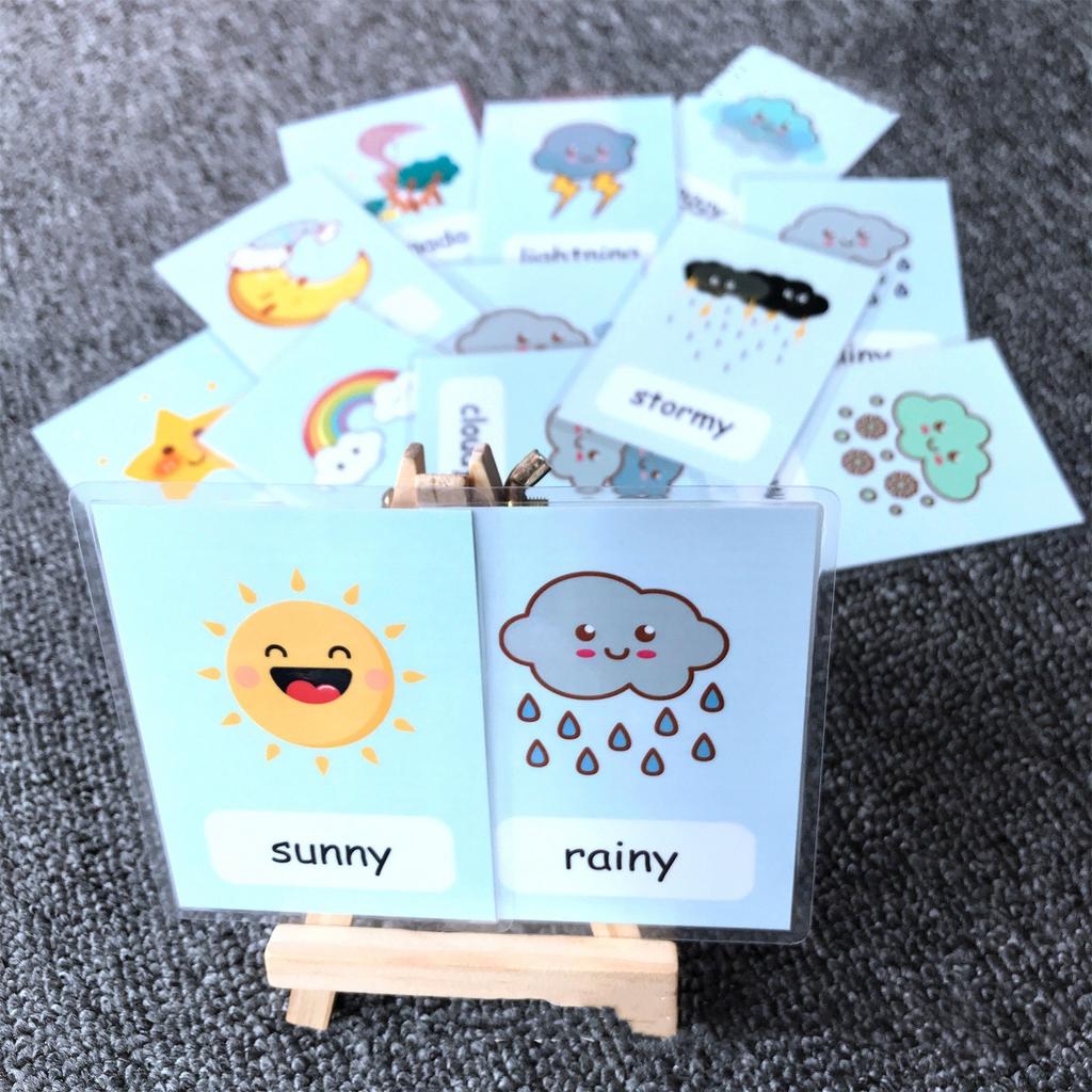 12PCS Kids English Learning Word Cards Color Flash Cards Learning Toys for Children Color Cognition Memory Education Montessori