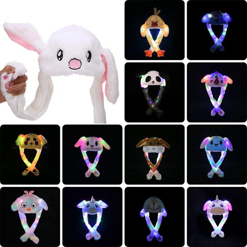 Adorable Cartoon Rabbit Women's Hat With Plush Moving Bunny Ears And Light-up Earflaps