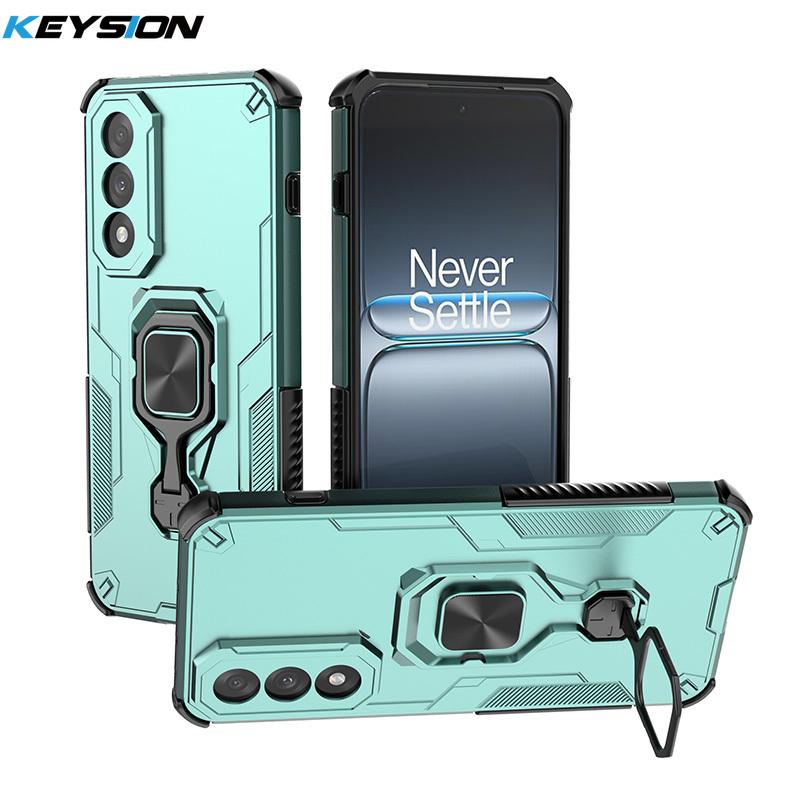 KEYSION Capa Armadura à Prova de Choque para OnePlus Nord 5 5G Silicone+PC Suporte de Anel Metálico Vertical para Viver Capa de Telefone para OnePlus Nord CE5