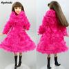Pink Winter Long Sleeve Warm Cardigan Midi Coat for Barbie Doll Outfits Clothes for Barbie's Coat Kids Toy Playhouse Accessories