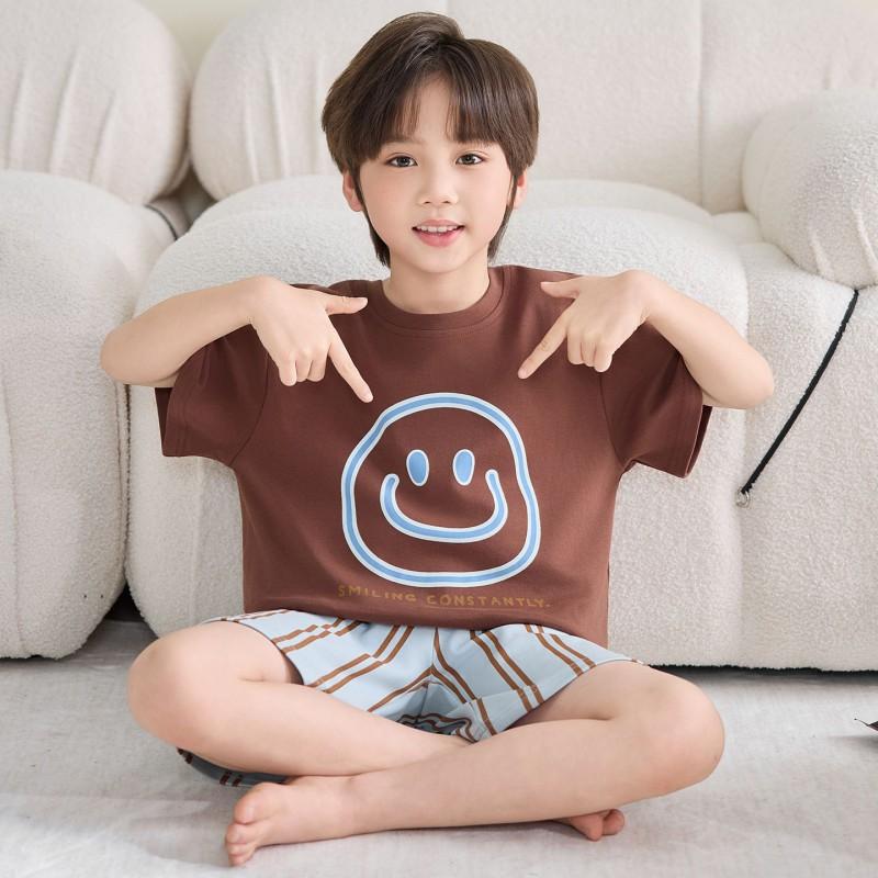 Boys Cotton Short Sleeve Cartoon Pajamas Lightweight Sleepwear Kids 8 Years