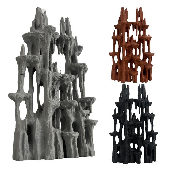 Aquarium Mountain View Stone Artificial Rock Formation Mountain Ornament Fish Tank Rockery Landscape Betta Hideout Cave for Small Fish Shrimp