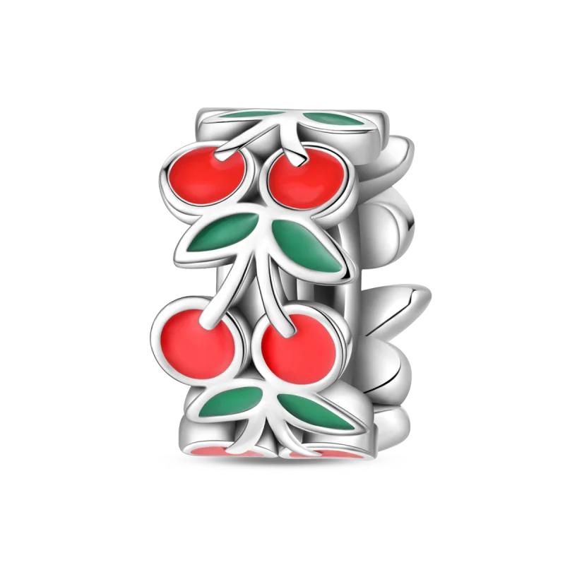 Copper Fruit Collection Charm Bead Charms Lucky Shamrock Cherry Pitaya Lemon Pendants Compatible With Authentic Bracelets Jewellery Do It Yourself Mar